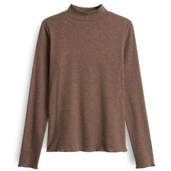 OPUS Damenlangarmshirt Suhanna Curly, schlanker Schnitt, Braun
