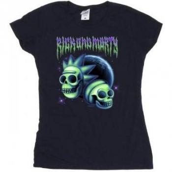 T-shirt blu navy donna con teschio spaziale Rick And Morty