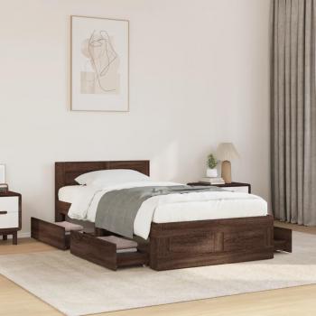 VidaXL Headboard Bed Frame without Mattress Brown Oak 90x190 cm