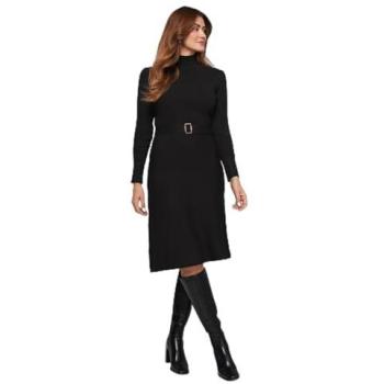 High‑Neck Ribbed Belting Knit Dress in Black, XL – Wallis