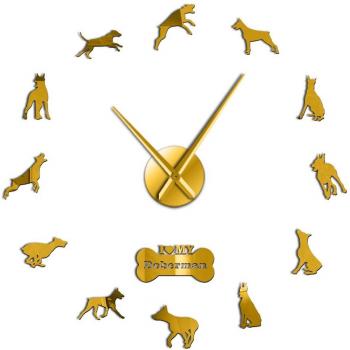 Frameless Doberman Pinscher Wall Decor Clock