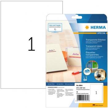HERMA 8964 A4 Etiketten Transparant Glanzend 10 Stuks