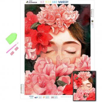 Broderie Diamant Bébé Roses 20 × 30