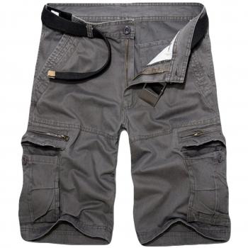 ZKOO Shorts Cargo Militaires Homme Été Pantalon Court Multi Poches Gris Foncé