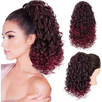 Extension de cheveux Afro longue avec clip, couleur rouge mixte