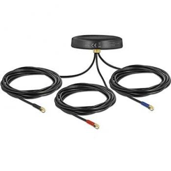 Delock Multiband LTE UMTS GSM GNSS Antenne 3 x SMA Stecker omnidirektional Dachmontage schwarz outdoor (Netzwerk Zubehör), Netzwerk Zubehör
