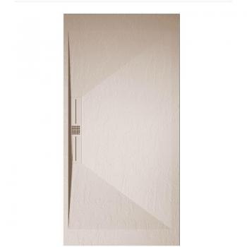 Mirlo Bassin de Douche à Profondeur Zéro, 80×80 cm, Résine EDIS, Finition Ardoise Beige, Filigrane Beige