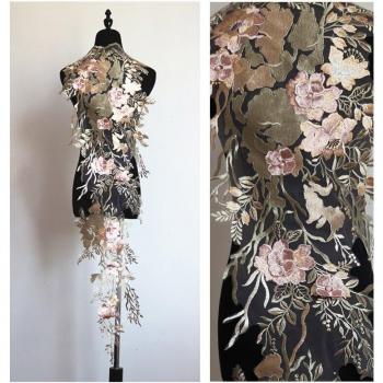 1.18m Decorative Lace Fabric with Beads for Wedding Dress and Curtain DIY