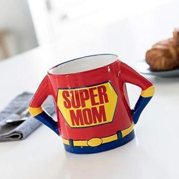 Steingut‑Trinkbecher „SuperMom“ – 18 × 11 cm