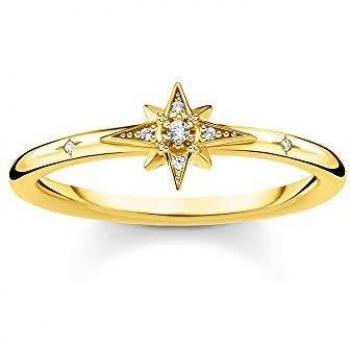 THOMAS SABO Damenring Stern mit Steinen 925 Sterlingsilber, 750 Gelbgold TR2317-414-14
