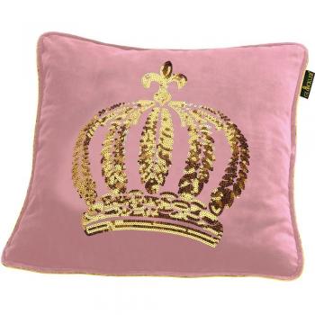 Glööckler „Glamour‑Krone“ Zierkissen in Puderrosa & Gold – 50 × 50 cm