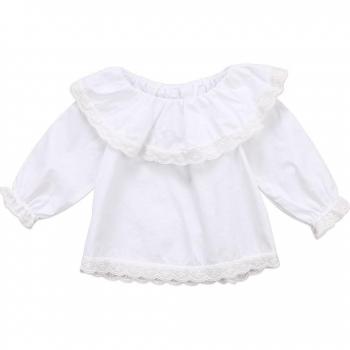 Casual Long Sleeve T-shirt for Newborn Baby Girls with Ruffles 0-24M