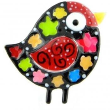Broche Créateur Lilipoupettes Oiseau Noir Palette