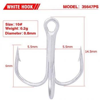20Pcs Fishing Anzol Treble Hooks, Size #1-10