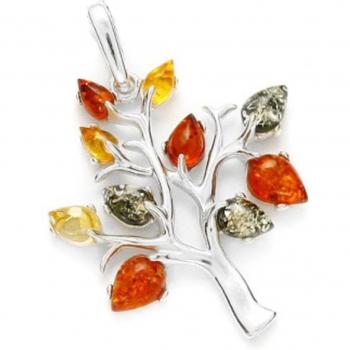 Inspiration™ Pendentif en Argent avec Ambre 3‑Tons Rhodié – 30 × 29 mm Q6791
