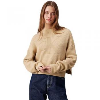 Calvin Klein Jeans Pullover Logo Intarsia Beige M Damen