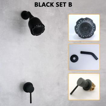 Matt Black Shower Set with Solid Brass Cold Valve