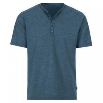 TRIGEMA T-Shirt mit Knopfleiste DELUXE Baumwolle, Herren, Gr. M, blau (jeans, melange), 100% Baumwolle, klassisch, Kurzarm