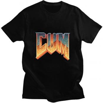 T-shirt noir Doom Cum à motifs