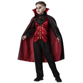 Kindervampier Outfit AC‑Déco – Rode Cape, Kraag en Broek