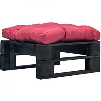 VidaXL Puff da Giardino in Legno Nero con Cuscino Rosso