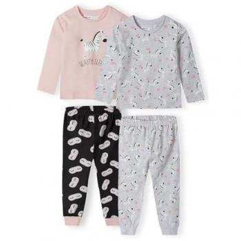MINOTI Mädchen Schlafanzug 2er-Pack Grau mit Print (3-14 Jahre)