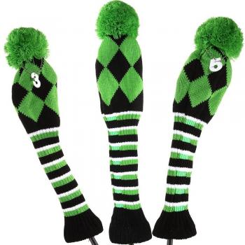 3-Piece Knit Long-neck Golf Head Covers for Driver & Fairway Woods (1# 3# 5#)