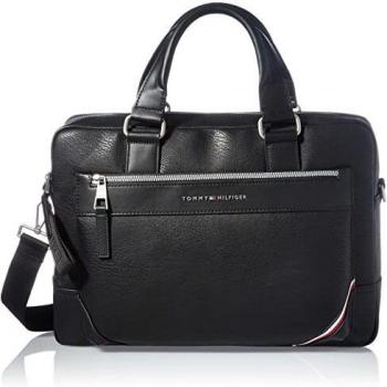 Tommy Hilfiger Herren PU Slim Notebook‑Tasche 1985 – Schwarz – M