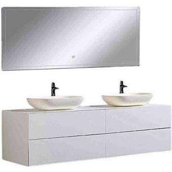 Mueble de Baño Bernstein Milou 1600 Blanco Mate – 2 Lavabos O‑540, No Espejo