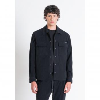 Camisa Berlino Negra de Terciopelo Acanalado