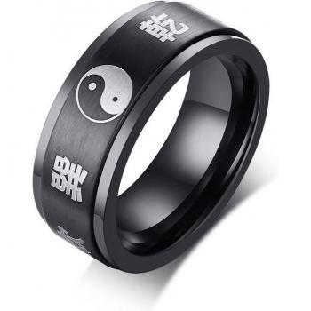 Men's 8MM Stainless Steel Eight Trigrams Ring
