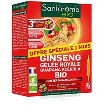 SANTAROME BIO GINSENG GELEE ROYALE GUARANA ACEROLA BIO 30 AMPOULES