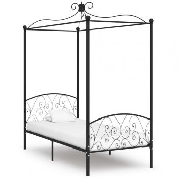 VidaXL 284475 Canopy Bed Frame without Mattress Black Metal 100x200 cm