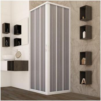 Mampara de Ducha 80x90 CM – PVC Reducible con Puertas Abatibles, Color Leda Blanco
