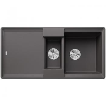 Évier en silgranit Adira 99x49 mm, gris rocher, accessoires inclus, commande excentrique