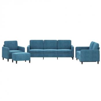 VidaXL Blaues Samt-Sofa, 4-teilig