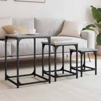 Ensemble de Tables d’Appoint VidaXL – Trio Gigognes, Gris Sonoma, Bois d’ingénierie