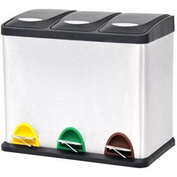 Cubo de reciclaje y basura con pedal acero inoxidable 24 L Día y Noche