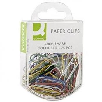 Q Connect 75 Coloured Paper Clips 32mm