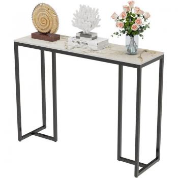 Table console scandinava en marbre nuage – Jade Blanc 100 × 30 × 78,5 cm