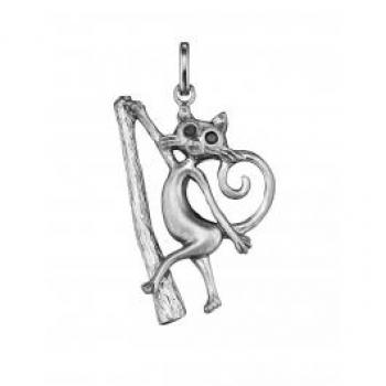 Damenanhänger Julie Julsen Katze mit Baumstamm 925 Silber JJPE0278.1