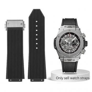 Correa de Reloj Impermeable Hublot Big Bang 26 * 19 mm Negro y Plata