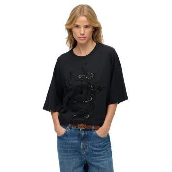 T-shirt Superdry Femme Tatouage Orné Noir Taille 36
