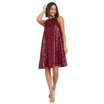 Petite Red Sequin Halter Neck Jumpsuit (Size 10)