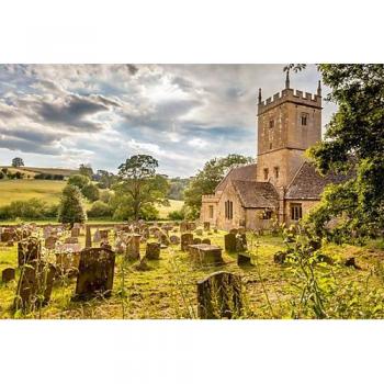 Cotswold‑Landscape Leinwand Druck „Broadway Dorfkirche“ 120 x 80 cm