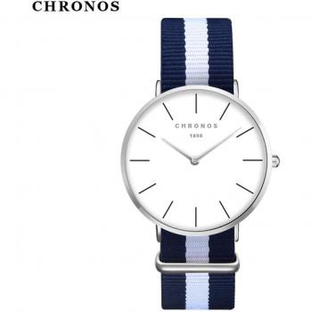 CHRONOS Large Dial Unisex Nylon Strap Watches