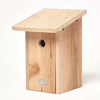 Natural Solid Wood Great Tit Bird House Feeder
