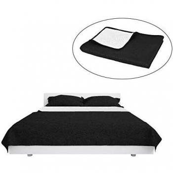 VidaXL Letto Copriletto 220x240 cm Nero e Bianco Trapuntato Doppia Faccia