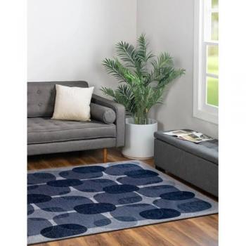 Alfombra moderna de tejido plano azul 170x240 cm colección Beneffito Turno de Noche