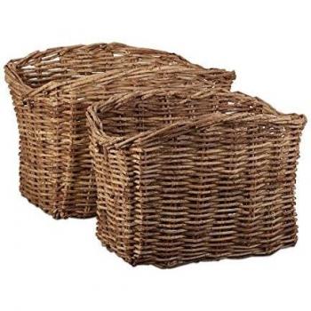 Paniers en osier Relaxdays, lot de 2, Marron, 47 x 59 x 41 cm